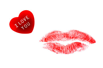 Heart and lipstick kiss