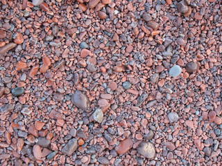 Red cobbles on the agate beach on Lake Superior