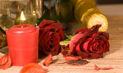 scarlet sweetheart rose and champagne