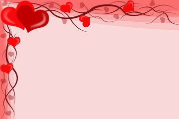 Plenty of red hearts on a pink background