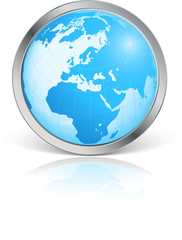 Planète terre avec contour métal