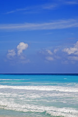 The turquoise waters of Cancun on the Yucatan Peninsula