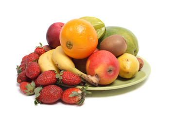 fresh color fruits on the white background