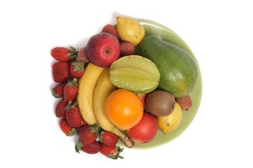 fresh color fruits on the white background