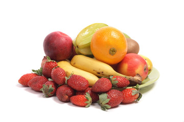 fresh color fruits on the white background