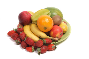 fresh color fruits on the white background
