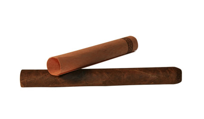 The Cuban cigar it is isolated on a white background