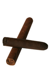 The Cuban cigar and a stub it is isolated on a white background