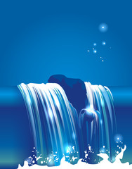 Small waterfall, blue tone