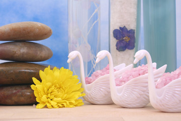 Bath Salts and Massage Stones with Flower