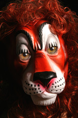 scary Halloween like monster lion mask with real eyes