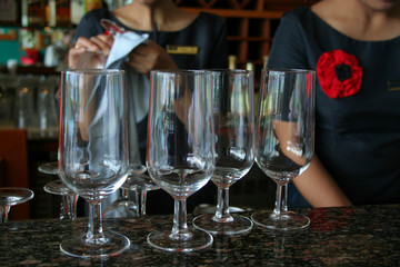 glasses at bar