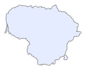 Lithuania light blue map with shadow