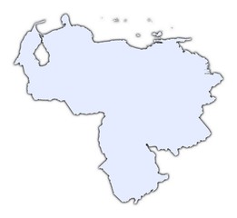 Venezuela light blue map with shadow