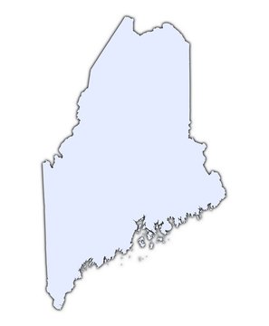 Maine (USA) light blue map with shadow