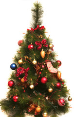 Green New Year tree with toys