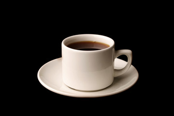 Cup of tea isolated over black background