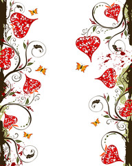 Fototapeta na wymiar Valentines Day grunge background with Hearts, flowers