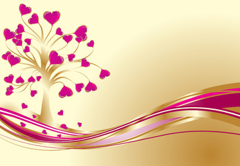Fototapeta na wymiar Valentines tree background, vector illustration