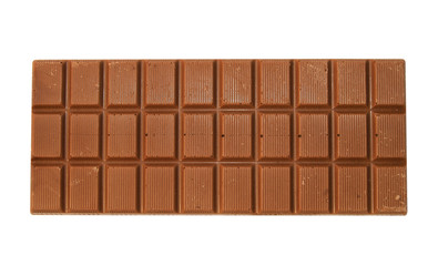 Tile of a milk chocolate on a white background