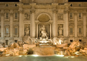 Fontana di Trevi, Roma notturna, Italia