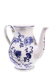 white flowers decorated jug isolated on white