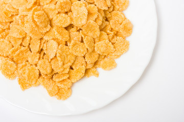 Cornflakes on white background. Healthy food image series