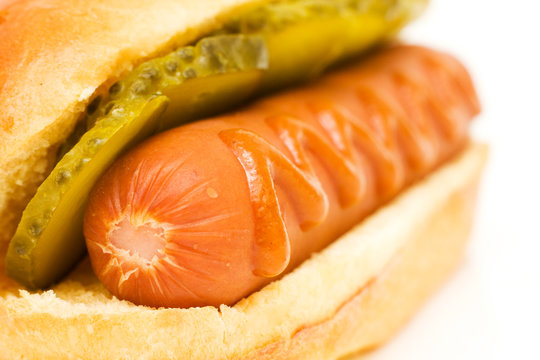 Hot Dog On White Background. Junk Food Image Series