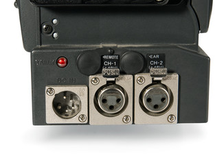 Professional digital video camera, Isolated on white background.