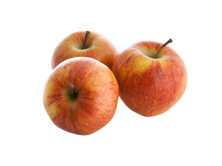 Three red apples isolated on white