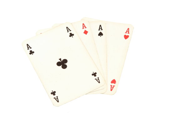 old four cards isolated on white background