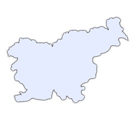 Slovenia light blue map with shadow