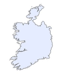 Ireland light blue map with shadow