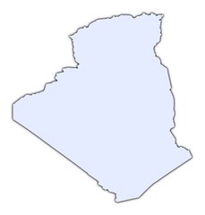 Algeria light blue map with shadow