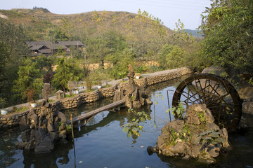 Fototapeta na wymiar Pond. Village, Countryside, Guizhou, China
