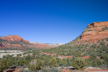 View of a road and mountains in Sedona, Arizona, United states