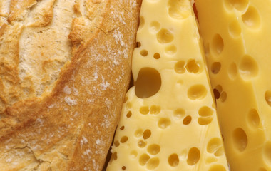 baguette and cheese  background 
