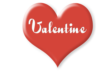 Red valentine heart with text isolated on white