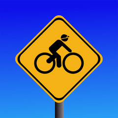 Warning cyclists ahead sign