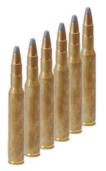 Rifle bullets on white background