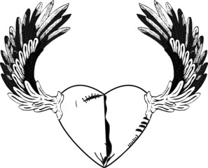 abstract heart with wings