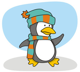 Vector cartoon of little penguin