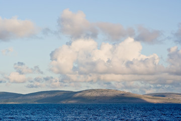 Galway Bay in Ireland with The Burren across the bay.