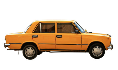 Car-yellow Uaz isolated on a white background