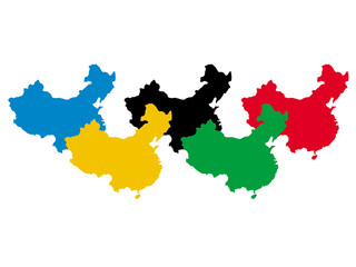 chinese maps in olympic colours