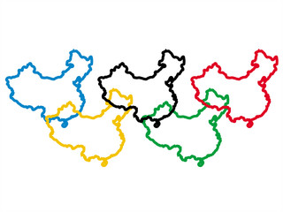 chinese maps in olympic colours