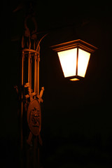 old electric street lamp, lighting in night