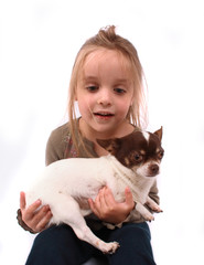 girl and chihuahua