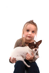 Obraz premium girl and chihuahua