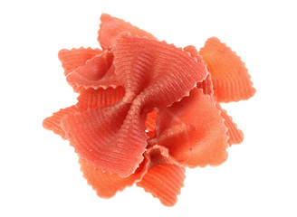 Pink pasta detail isolated on white background